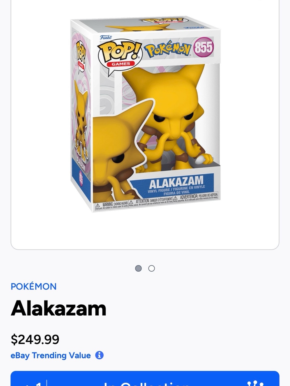 Funko Pop! Alakazam Vinyl Figure 855